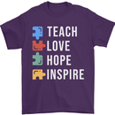 Teach Love Hope Inspire Teaching Teacher Mens T-Shirt Cotton Gildan Purple