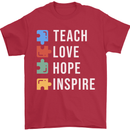 Teach Love Hope Inspire Teaching Teacher Mens T-Shirt Cotton Gildan Red