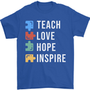 Teach Love Hope Inspire Teaching Teacher Mens T-Shirt Cotton Gildan Royal Blue