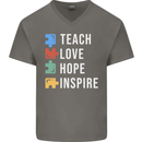 Teach Love Hope Inspire Teaching Teacher Mens V-Neck Cotton T-Shirt Charcoal