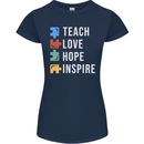 Teach Love Hope Inspire Teaching Teacher Womens Petite Cut T-Shirt Navy Blue