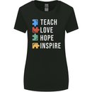 Teach Love Hope Inspire Teaching Teacher Womens Wider Cut T-Shirt Black