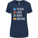 Teach Love Hope Inspire Teaching Teacher Womens Wider Cut T-Shirt Navy Blue