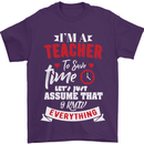 Teacher I Know Everything Funny Teaching Mens T-Shirt Cotton Gildan Purple