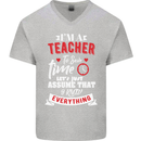 Teacher I Know Everything Funny Teaching Mens V-Neck Cotton T-Shirt Sports Grey