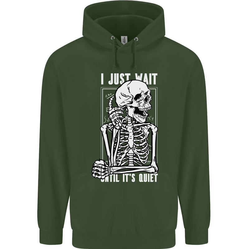 Teacher Ill Just Wait Teaching Maths Enlish Childrens Kids Hoodie Forest Green