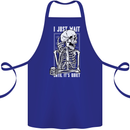 Teacher Ill Just Wait Teaching Maths Enlish Cotton Apron 100% Organic Royal Blue
