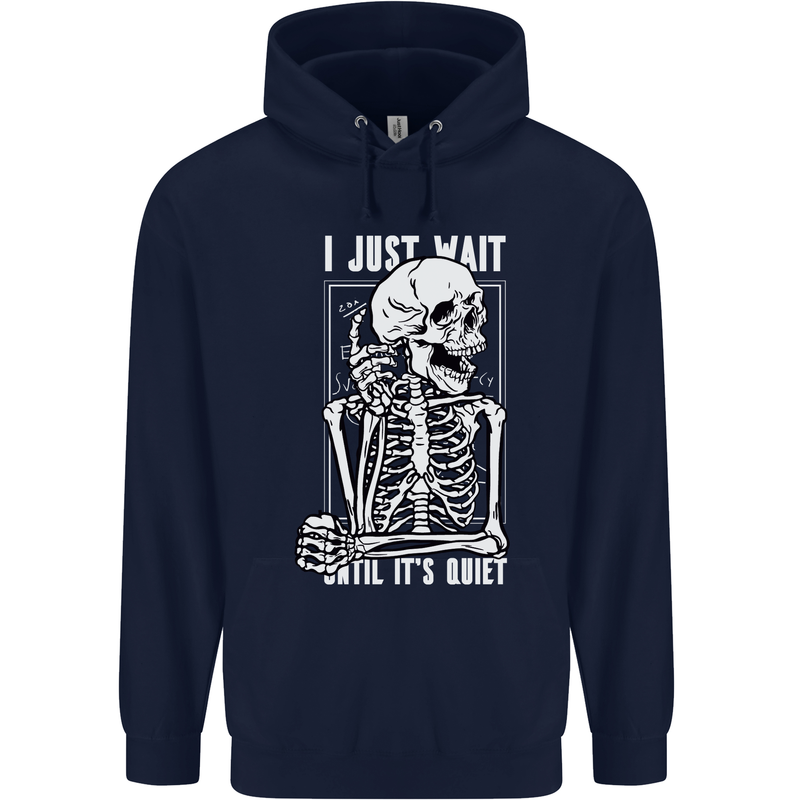 Teacher Ill Just Wait Teaching Maths Enlish Mens 80% Cotton Hoodie Navy Blue