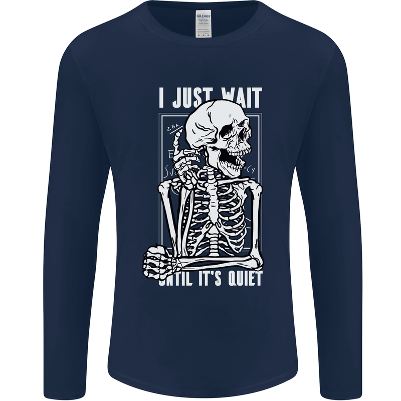 Teacher Ill Just Wait Teaching Maths Enlish Mens Long Sleeve T-Shirt Navy Blue