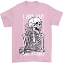Teacher Ill Just Wait Teaching Maths Enlish Mens T-Shirt Cotton Gildan Light Pink