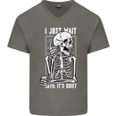 Teacher Ill Just Wait Teaching Maths Enlish Mens V-Neck Cotton T-Shirt Charcoal