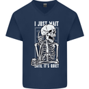 Teacher Ill Just Wait Teaching Maths Enlish Mens V-Neck Cotton T-Shirt Navy Blue