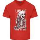 Teacher Ill Just Wait Teaching Maths Enlish Mens V-Neck Cotton T-Shirt Red