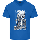Teacher Ill Just Wait Teaching Maths Enlish Mens V-Neck Cotton T-Shirt Royal Blue