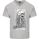 Teacher Ill Just Wait Teaching Maths Enlish Mens V-Neck Cotton T-Shirt Sports Grey