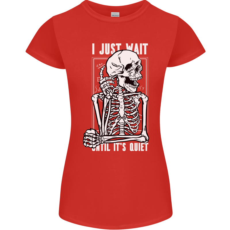 Teacher Ill Just Wait Teaching Maths Enlish Womens Petite Cut T-Shirt Red
