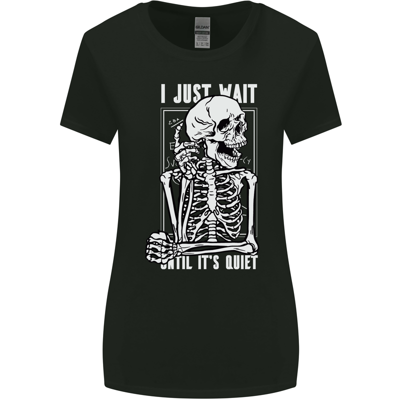 Teacher Ill Just Wait Teaching Maths Enlish Womens Wider Cut T-Shirt Black