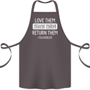 Teacher Love Them Return Funny Teaching Cotton Apron 100% Organic Dark Grey