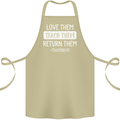 Teacher Love Them Return Funny Teaching Cotton Apron 100% Organic Khaki