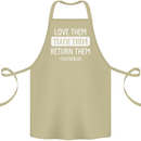 Teacher Love Them Return Funny Teaching Cotton Apron 100% Organic Khaki
