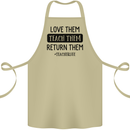 Teacher Love Them Return Funny Teaching Cotton Apron 100% Organic Khaki
