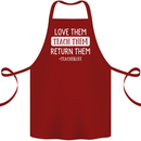 Teacher Love Them Return Funny Teaching Cotton Apron 100% Organic Maroon