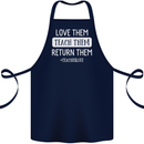 Teacher Love Them Return Funny Teaching Cotton Apron 100% Organic Navy Blue