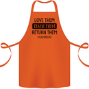 Teacher Love Them Return Funny Teaching Cotton Apron 100% Organic Orange