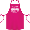 Teacher Love Them Return Funny Teaching Cotton Apron 100% Organic Pink