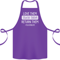 Teacher Love Them Return Funny Teaching Cotton Apron 100% Organic Purple