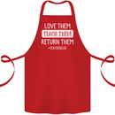 Teacher Love Them Return Funny Teaching Cotton Apron 100% Organic Red