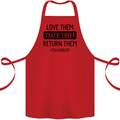 Teacher Love Them Return Funny Teaching Cotton Apron 100% Organic Red