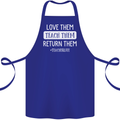 Teacher Love Them Return Funny Teaching Cotton Apron 100% Organic Royal Blue