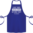 Teacher Love Them Return Funny Teaching Cotton Apron 100% Organic Royal Blue