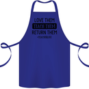 Teacher Love Them Return Funny Teaching Cotton Apron 100% Organic Royal Blue