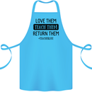 Teacher Love Them Return Funny Teaching Cotton Apron 100% Organic Turquoise