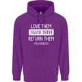 Teacher Love Them Return Funny Teaching Mens 80% Cotton Hoodie Purple