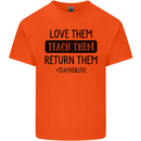 Teacher Love Them Return Funny Teaching Mens Cotton T-Shirt Tee Top Orange