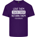 Teacher Love Them Return Funny Teaching Mens Cotton T-Shirt Tee Top Purple
