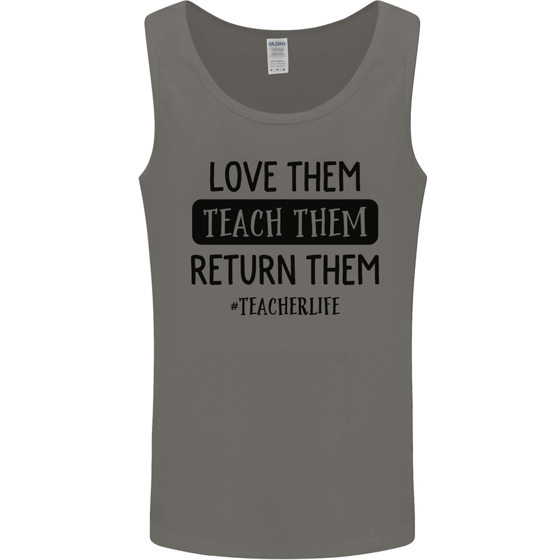 Teacher Love Them Return Funny Teaching Mens Vest Tank Top Charcoal
