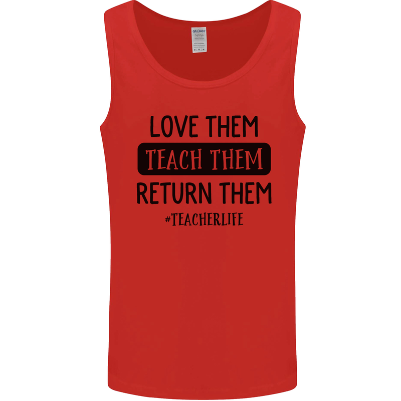 Teacher Love Them Return Funny Teaching Mens Vest Tank Top Red