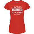 Teacher Love Them Return Funny Teaching Womens Petite Cut T-Shirt Red