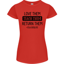Teacher Love Them Return Funny Teaching Womens Petite Cut T-Shirt Red