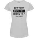 Teacher Love Them Return Funny Teaching Womens Petite Cut T-Shirt Sports Grey