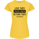 Teacher Love Them Return Funny Teaching Womens Petite Cut T-Shirt Yellow