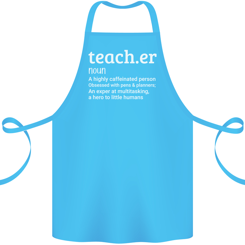 Teacher Maths English Science Sport Funny Cotton Apron 100% Organic Turquoise