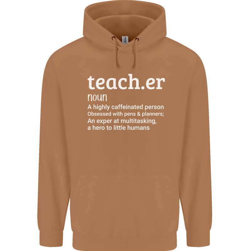 Teacher Maths English Science Sport Funny Mens 80% Cotton Hoodie Caramel Latte