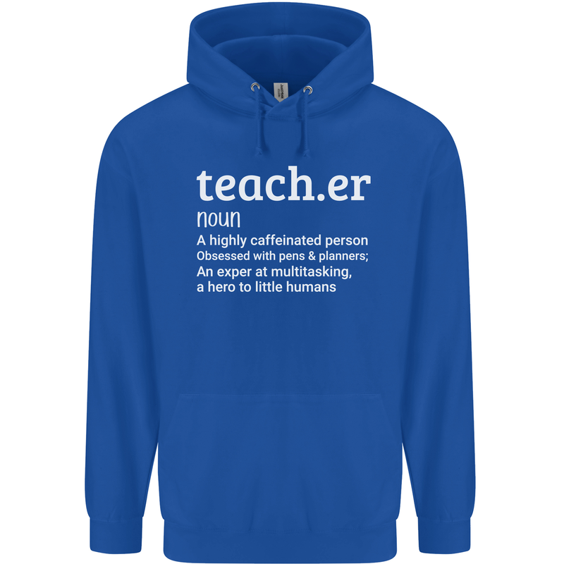 Teacher Maths English Science Sport Funny Mens 80% Cotton Hoodie Royal Blue