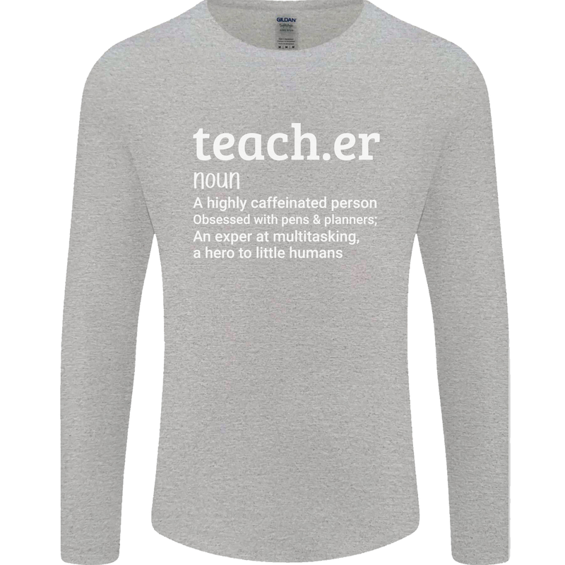 Teacher Maths English Science Sport Funny Mens Long Sleeve T-Shirt Sports Grey