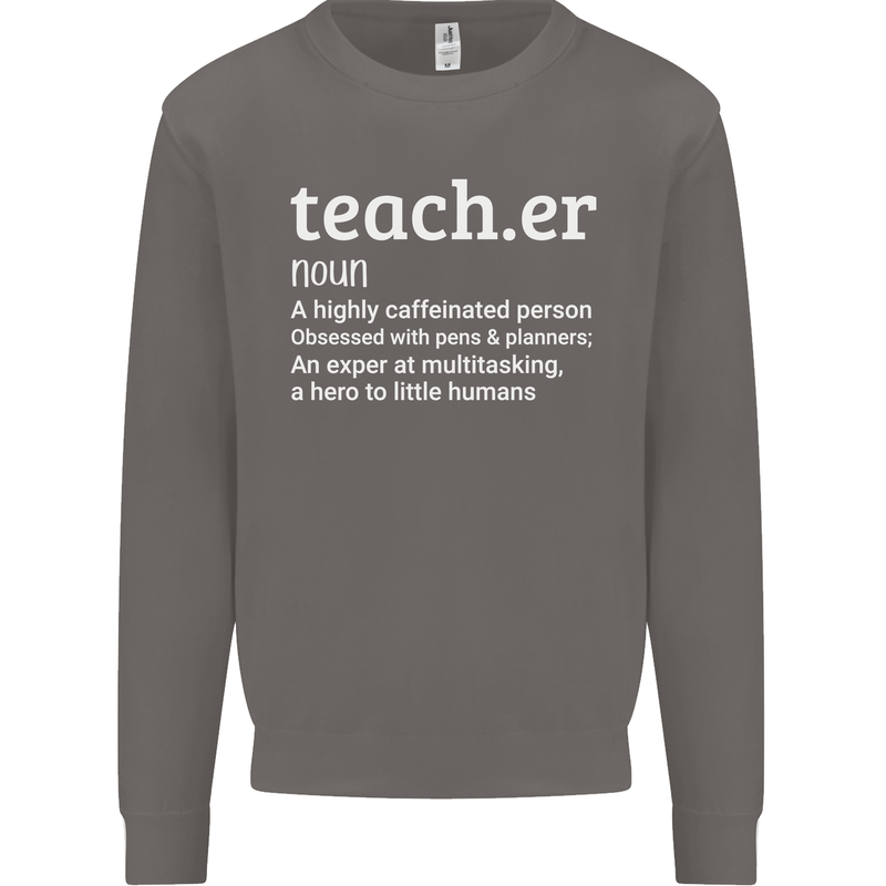 Teacher Maths English Science Sport Funny Mens Sweatshirt Jumper Charcoal
